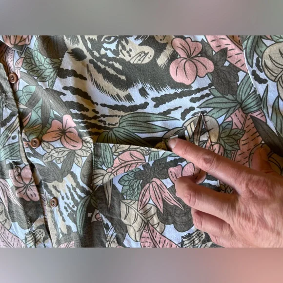 Just Cristina Floral and Tiger Print Shirt Vintage 90s beach BoHo - Picture 7 of 14
